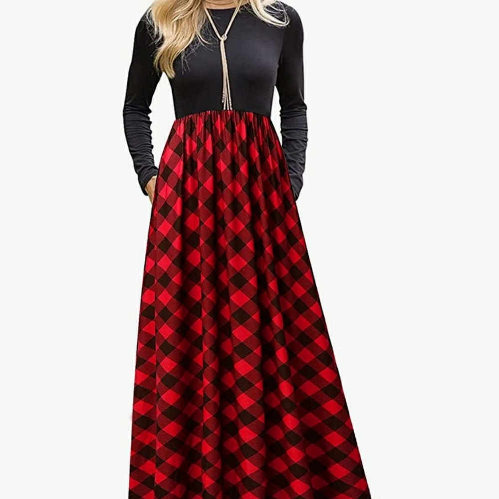 Womens maxi dress. Boutique brand. Large. Red and black Buffalo plaid.